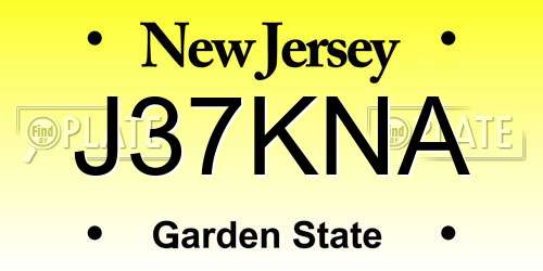 J37KNA New Jersey License Plate