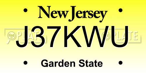 J37KWU New Jersey License Plate