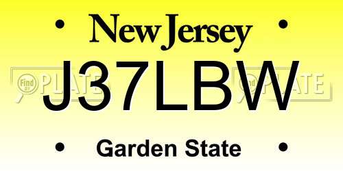 J37LBW New Jersey License Plate