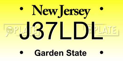 J37LDL New Jersey License Plate