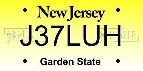J37LUH New Jersey License Plate