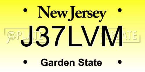 J37LVM New Jersey License Plate