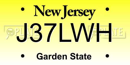 J37LWH New Jersey License Plate