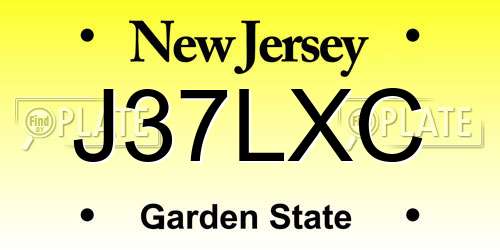 J37LXC New Jersey License Plate