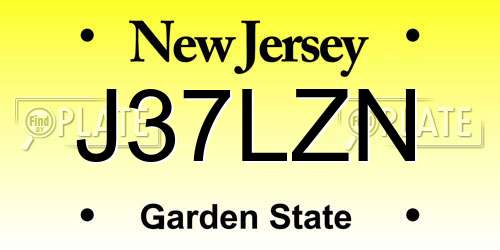 J37LZN New Jersey License Plate