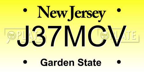 J37MCV New Jersey License Plate