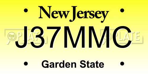 J37MMC New Jersey License Plate