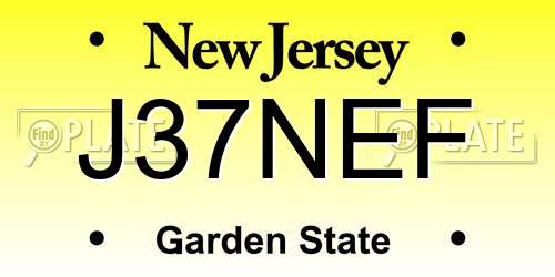 J37NEF New Jersey License Plate