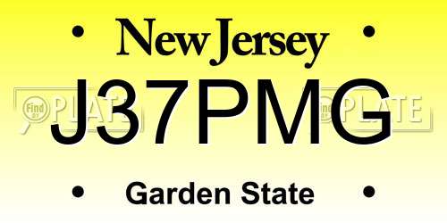 J37PMG New Jersey License Plate