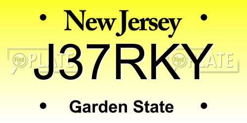J37RKY New Jersey License Plate