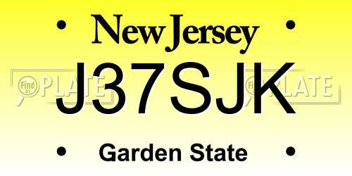 J37SJK New Jersey License Plate