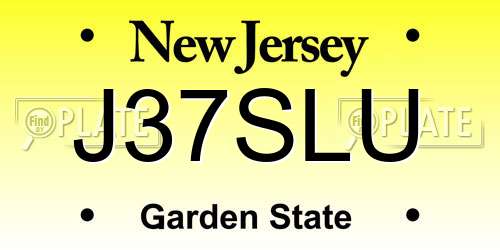 J37SLU New Jersey License Plate