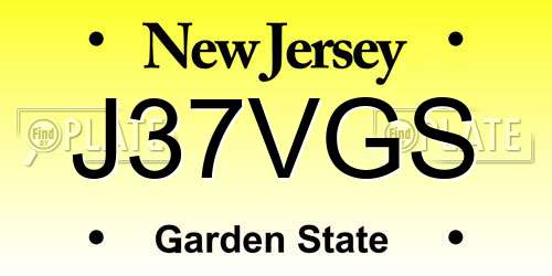 J37VGS New Jersey License Plate