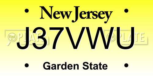 J37VWU New Jersey License Plate