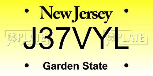J37VYL New Jersey License Plate