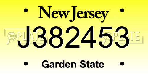 J382453 New Jersey License Plate