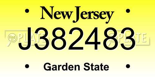 J382483 New Jersey License Plate