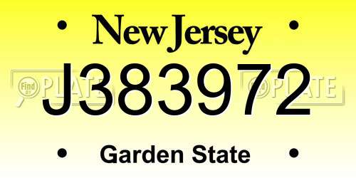 J383972 New Jersey License Plate