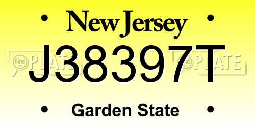 J38397T New Jersey License Plate