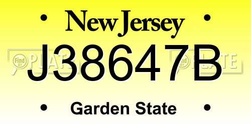 J38647B New Jersey License Plate