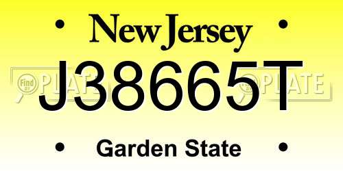 J38665T New Jersey License Plate
