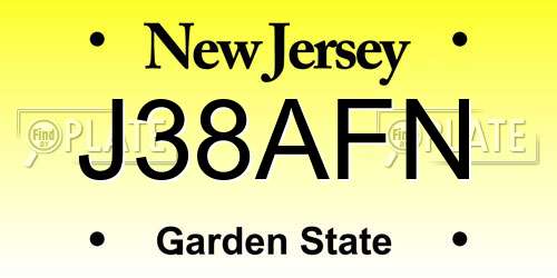 J38AFN New Jersey License Plate
