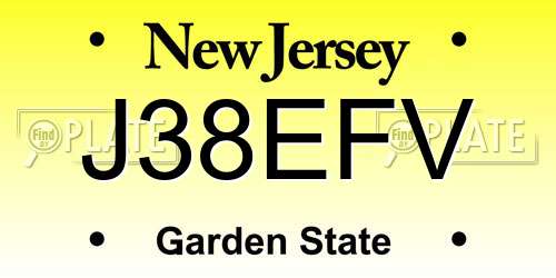 J38EFV New Jersey License Plate