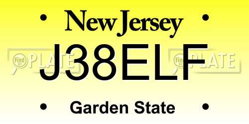 J38ELF New Jersey License Plate