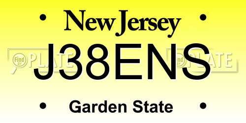 J38ENS New Jersey License Plate