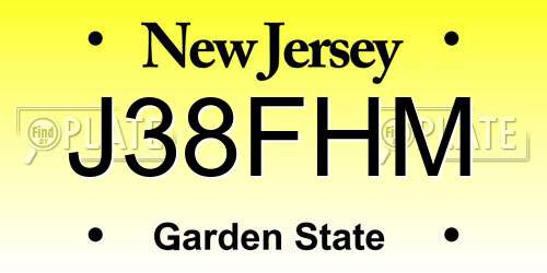 J38FHM New Jersey License Plate