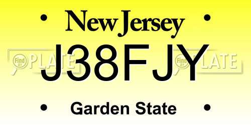 J38FJY New Jersey License Plate