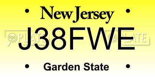 J38FWE New Jersey License Plate