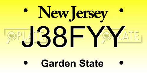 J38FYY New Jersey License Plate