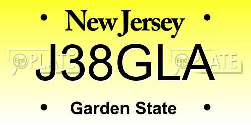 J38GLA New Jersey License Plate