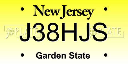 J38HJS New Jersey License Plate