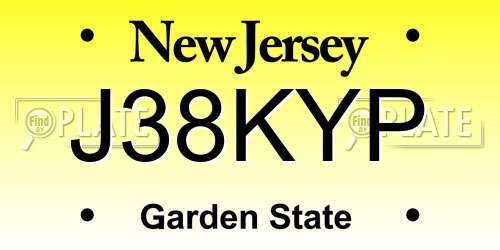 J38KYP New Jersey License Plate