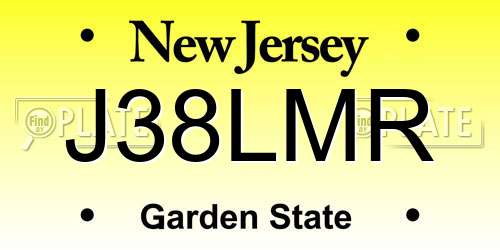 J38LMR New Jersey License Plate