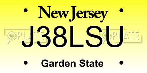 J38LSU New Jersey License Plate