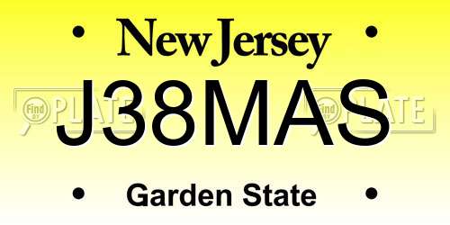 J38MAS New Jersey License Plate