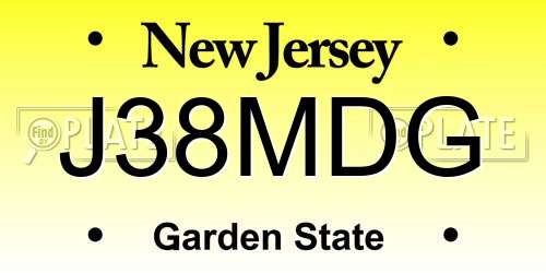 J38MDG New Jersey License Plate