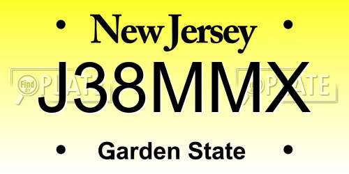 J38MMX New Jersey License Plate