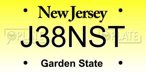 J38NST New Jersey License Plate