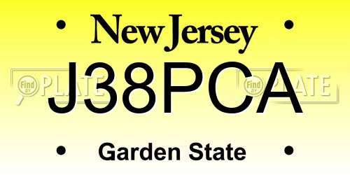 J38PCA New Jersey License Plate