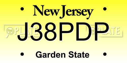J38PDP New Jersey License Plate