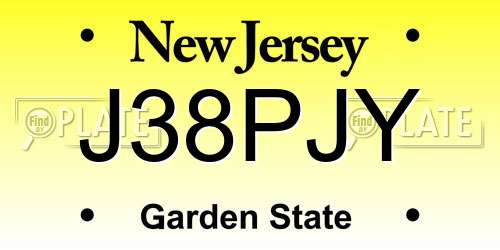 J38PJY New Jersey License Plate