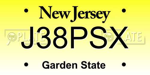 J38PSX New Jersey License Plate