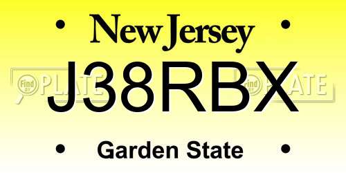 J38RBX New Jersey License Plate