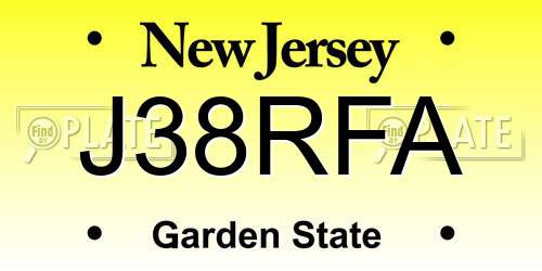 J38RFA New Jersey License Plate