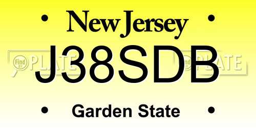 J38SDB New Jersey License Plate