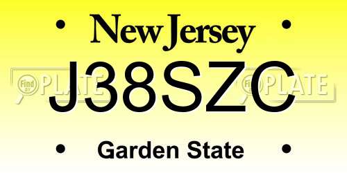 J38SZC New Jersey License Plate